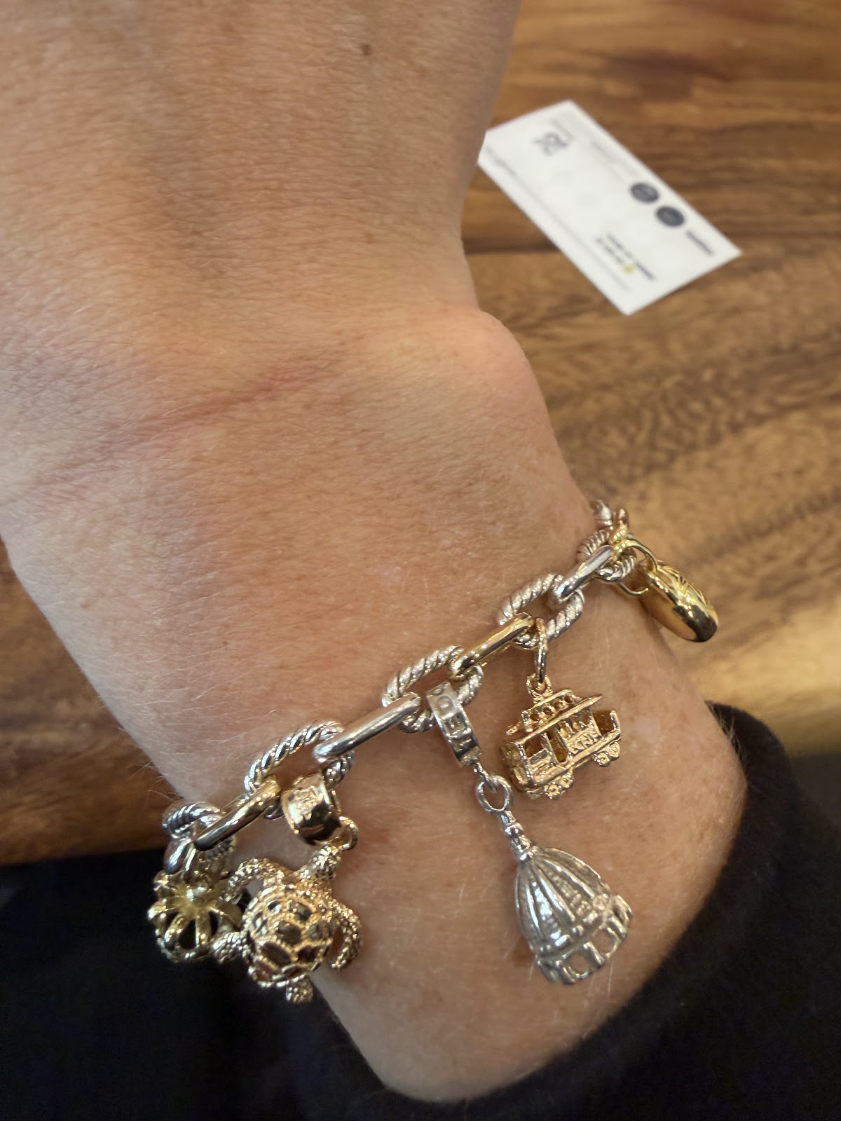 Eleven-charm bracelet, soldered & polished