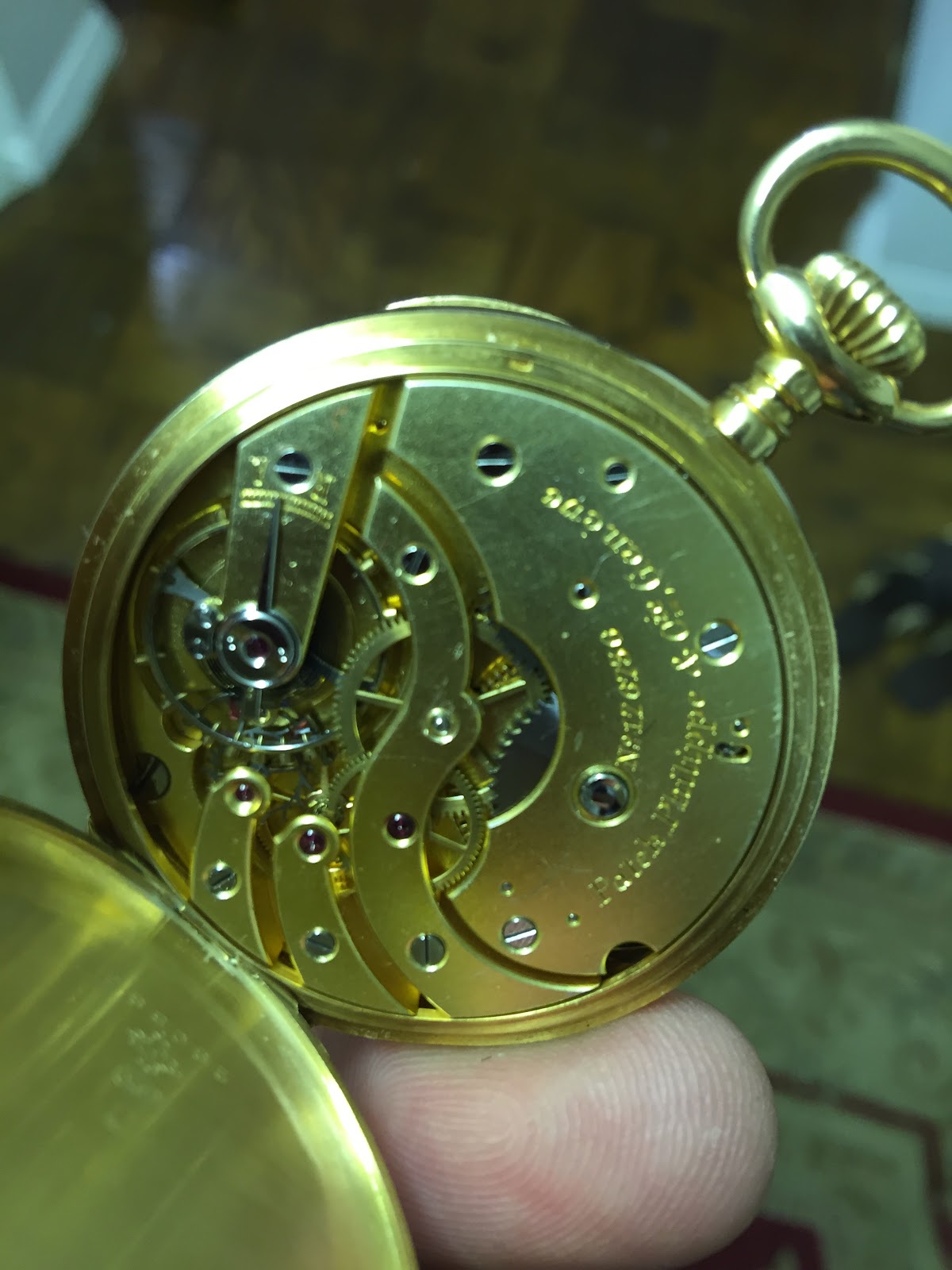 Antique pocket-watch movement, dial side